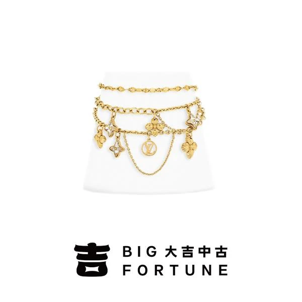 99新 LouisVuitton/路易威登 大吉中古/LV花卉三层手链