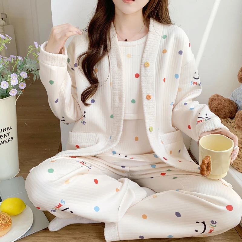 三件套空气棉秋冬月子服加厚孕妇睡衣保暖产后哺乳喂奶家居可外穿