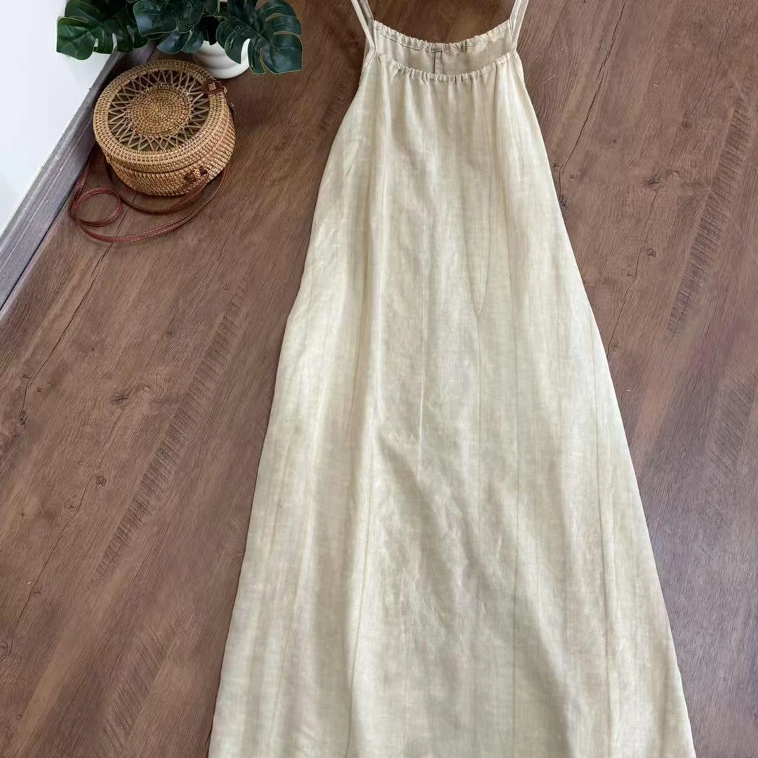 【云目悠悠】汉麻百搭气质麻本色显瘦长款吊带裙-2025347