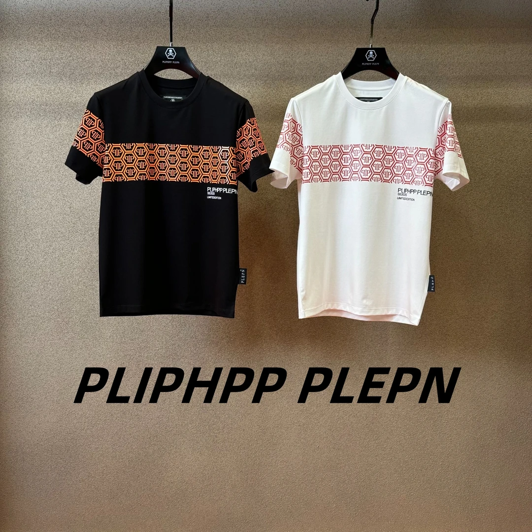 PLIPHPP PLEPN正品PP欧美简约修身弹力数码刻字膜短袖T恤1696