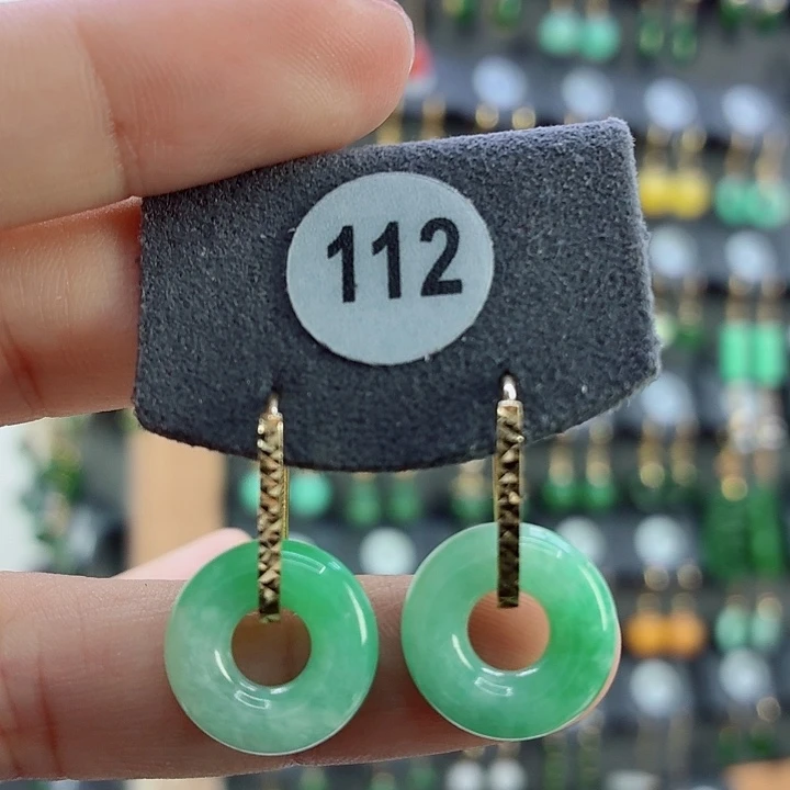 翡翠18K金镶嵌耳饰