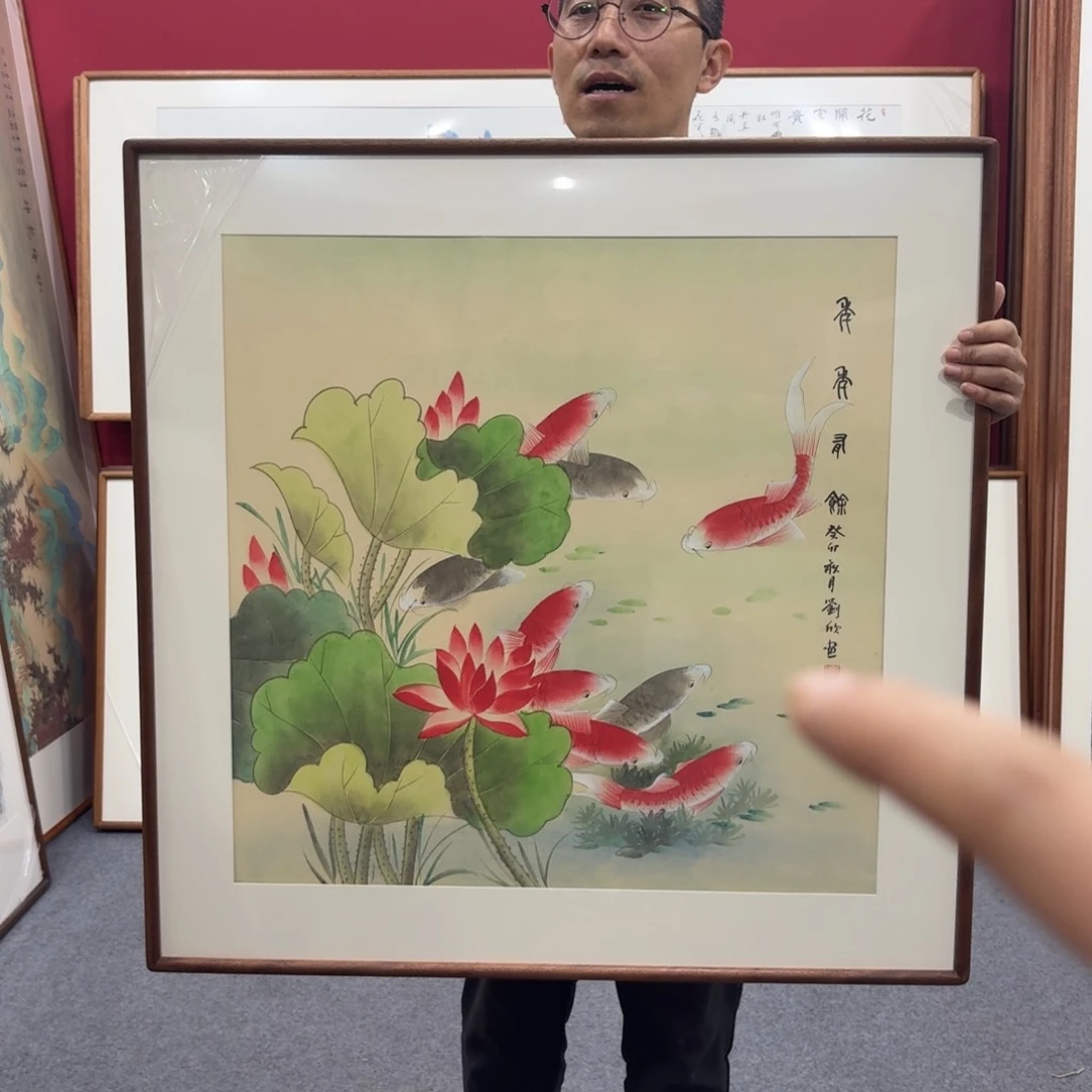 国画带框绘画80/80尺寸