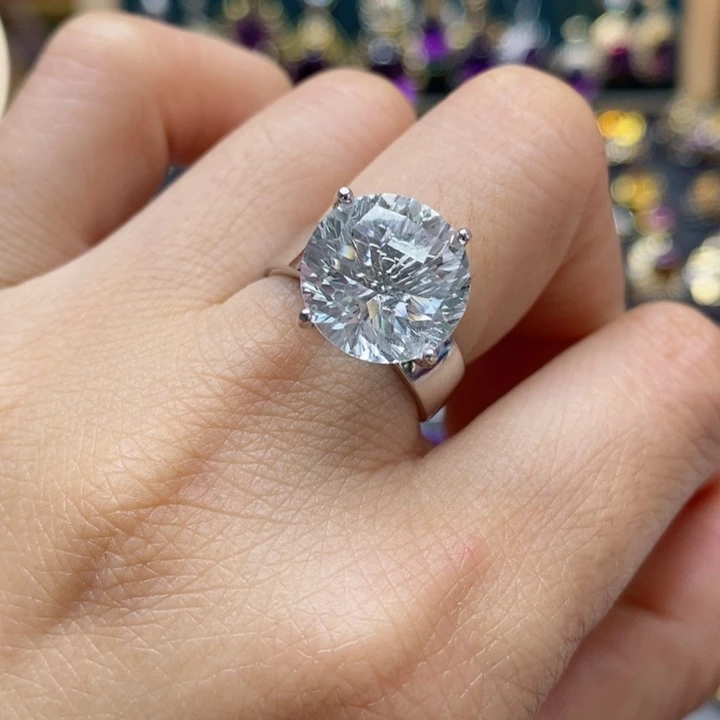 水晶戒指银S925镶嵌天然水晶戒指