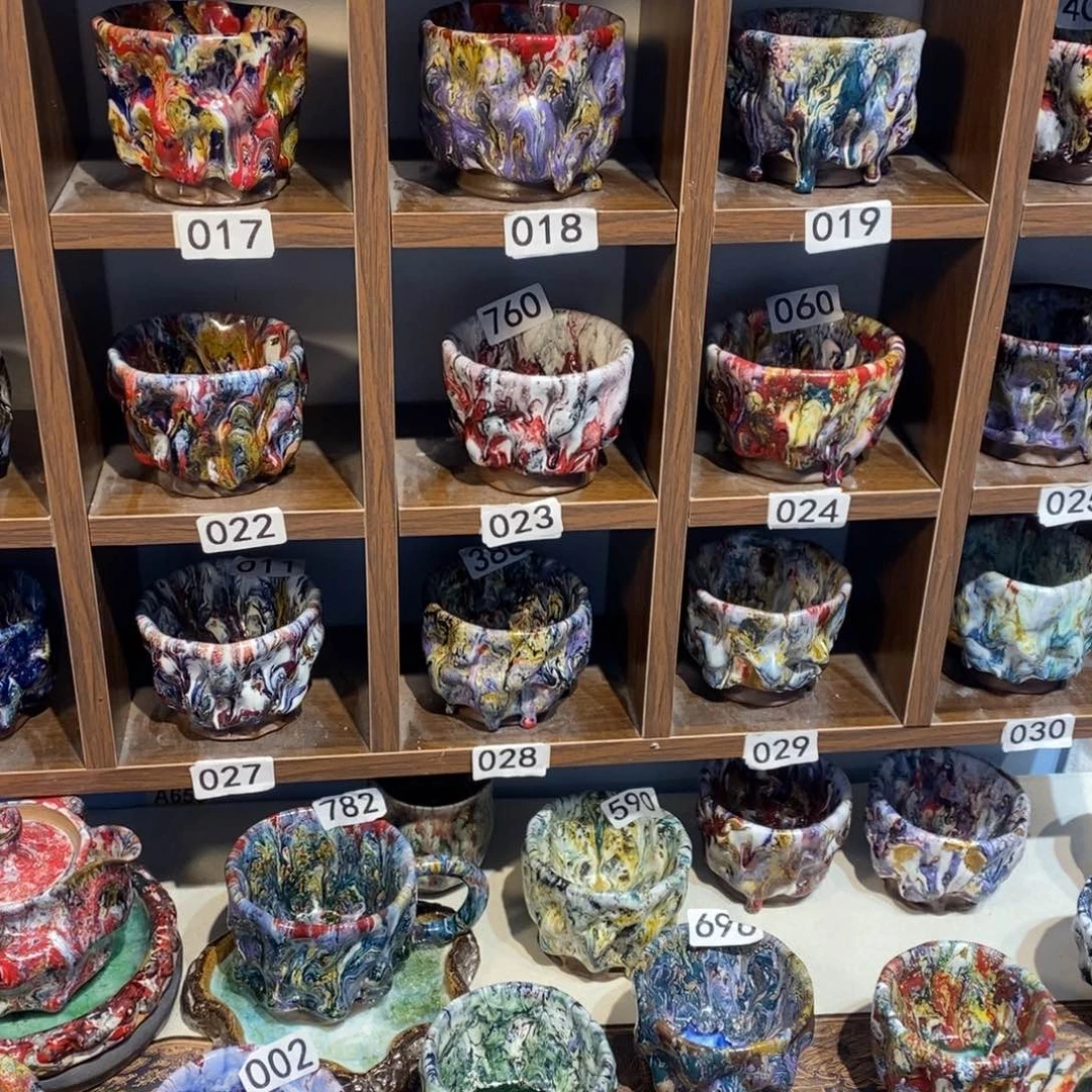 瓷片静沐焰志野主人杯七彩岩矿志野烧