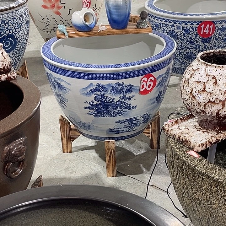 一***莲景德镇陶瓷鱼缸艺术