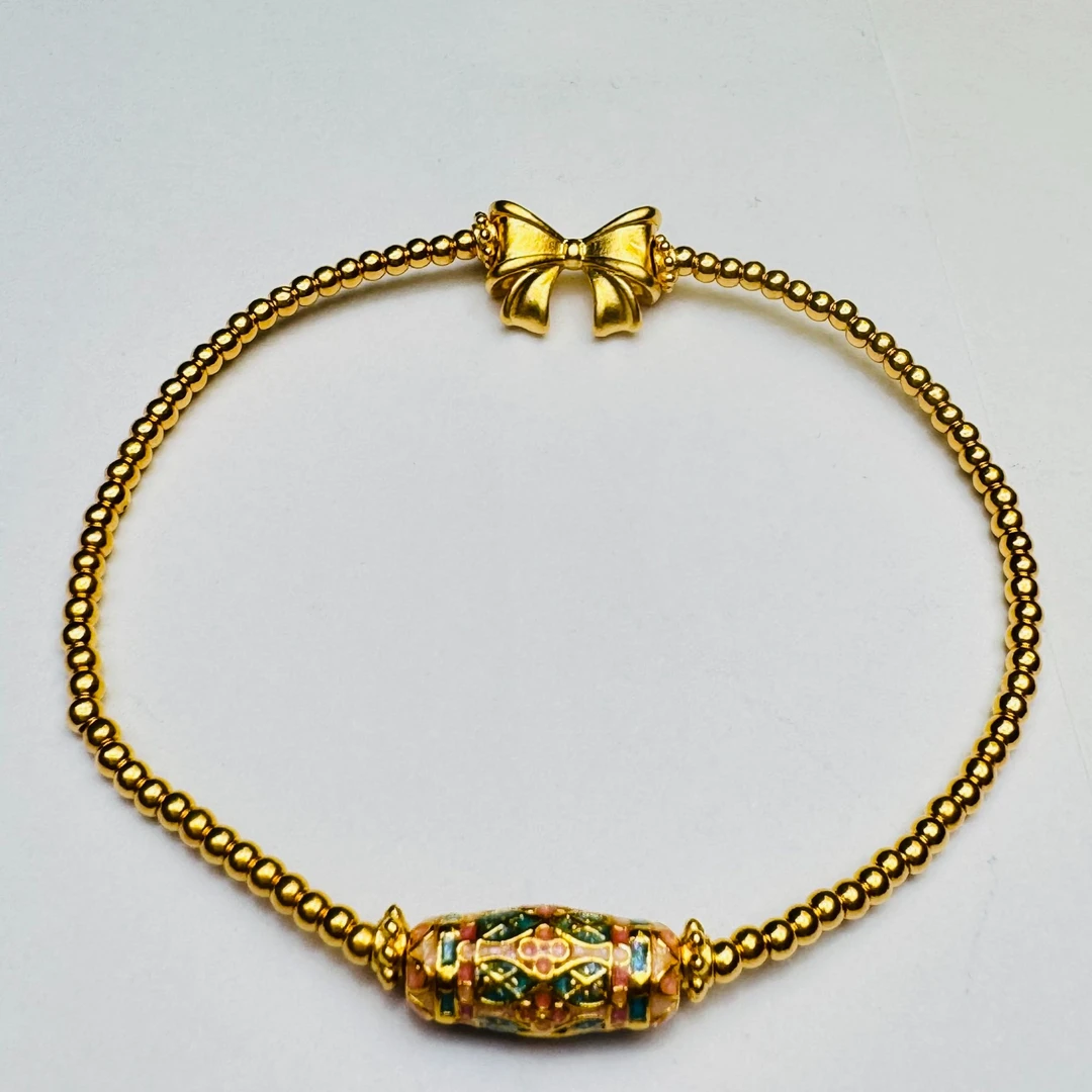 140#足金999 珐琅彩转运珠手串（卡2金珠84颗）