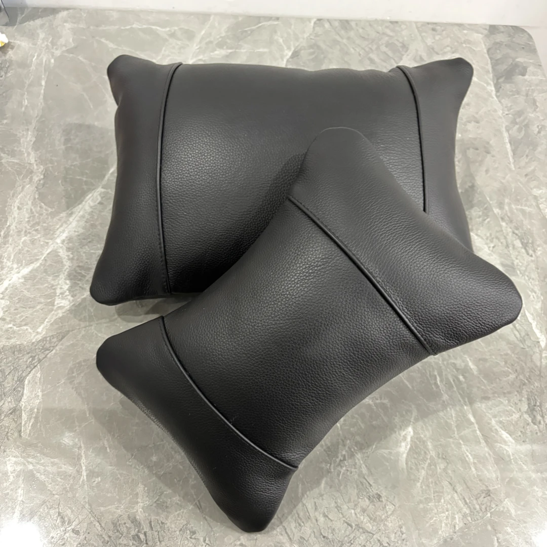 汽车头枕腰靠组合护颈护腰车载座椅四季通用用品亮光荔枝纹（含芯）