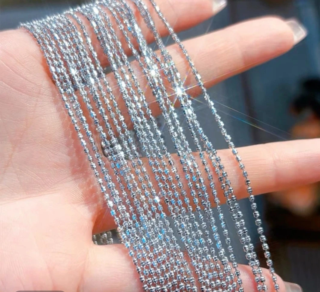 链子925银 【翠品轩珠宝】S925银 可调节 简约经典款 米链 多样发一