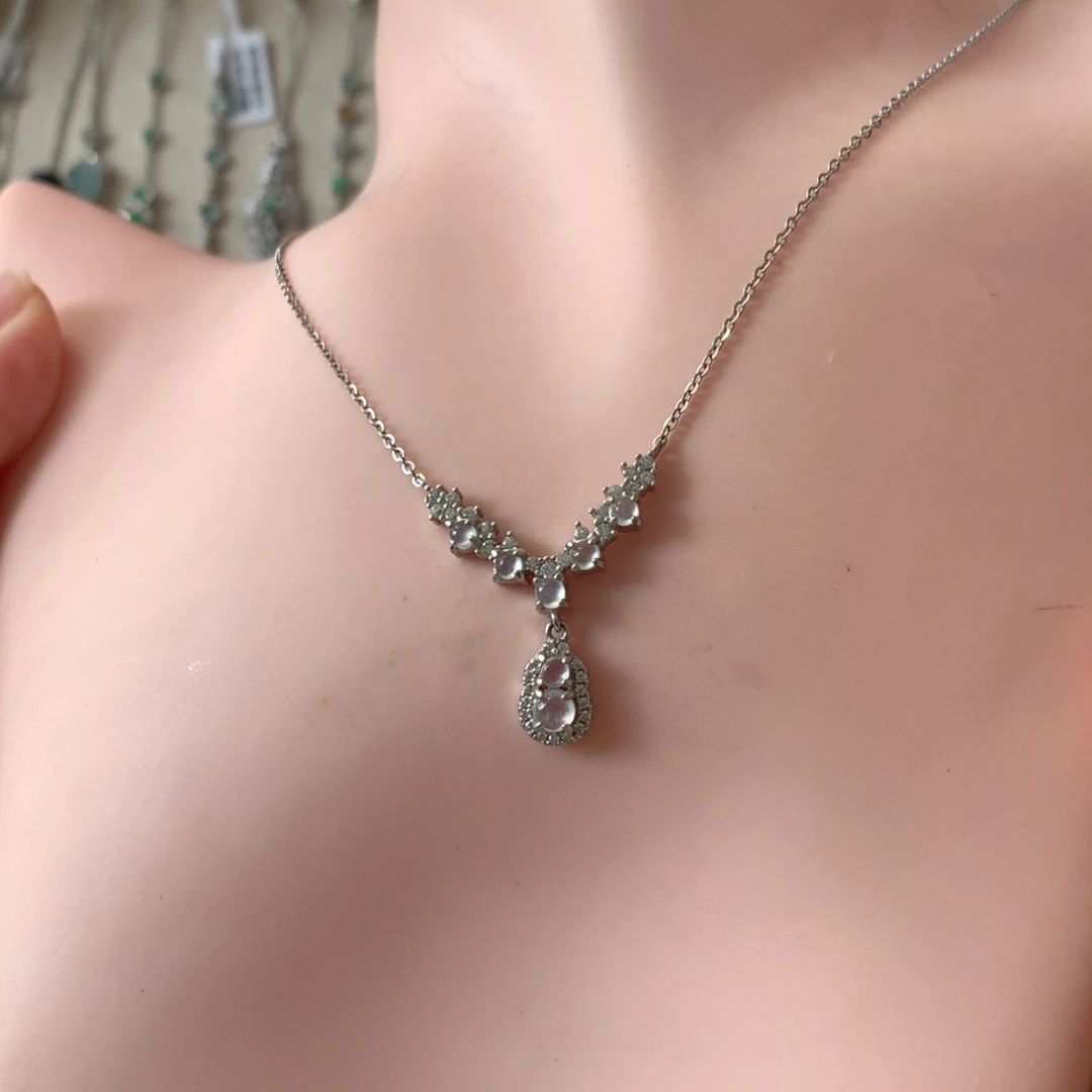 翡翠银S925镶嵌耳饰项链