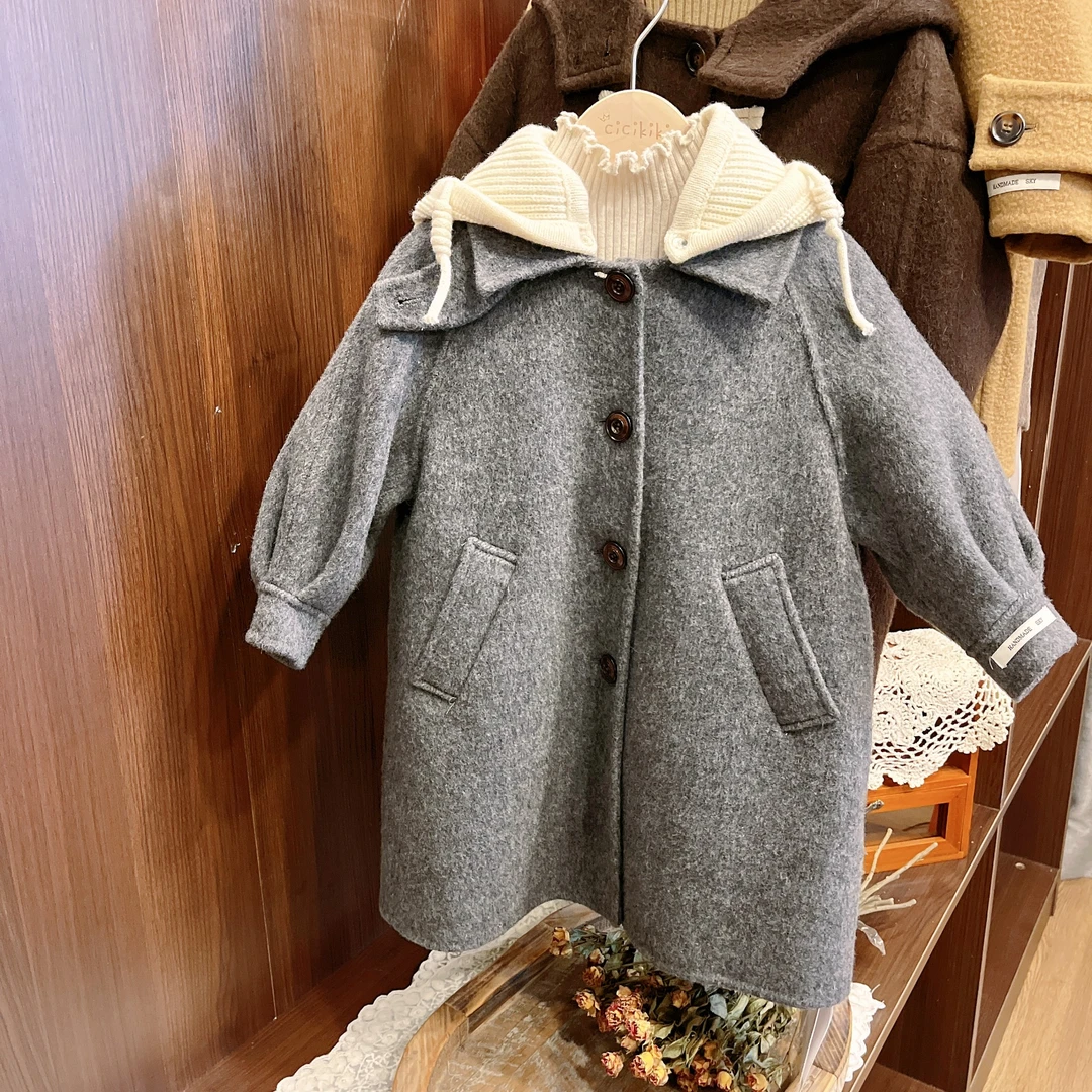 【现货】女童高定韩版呢大衣中长款毛呢外套套装 熙熙可可SD238