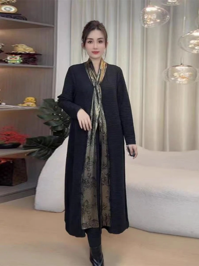 新款25610秋冬季新款大码设计感长款遮肉显瘦气质长裙子