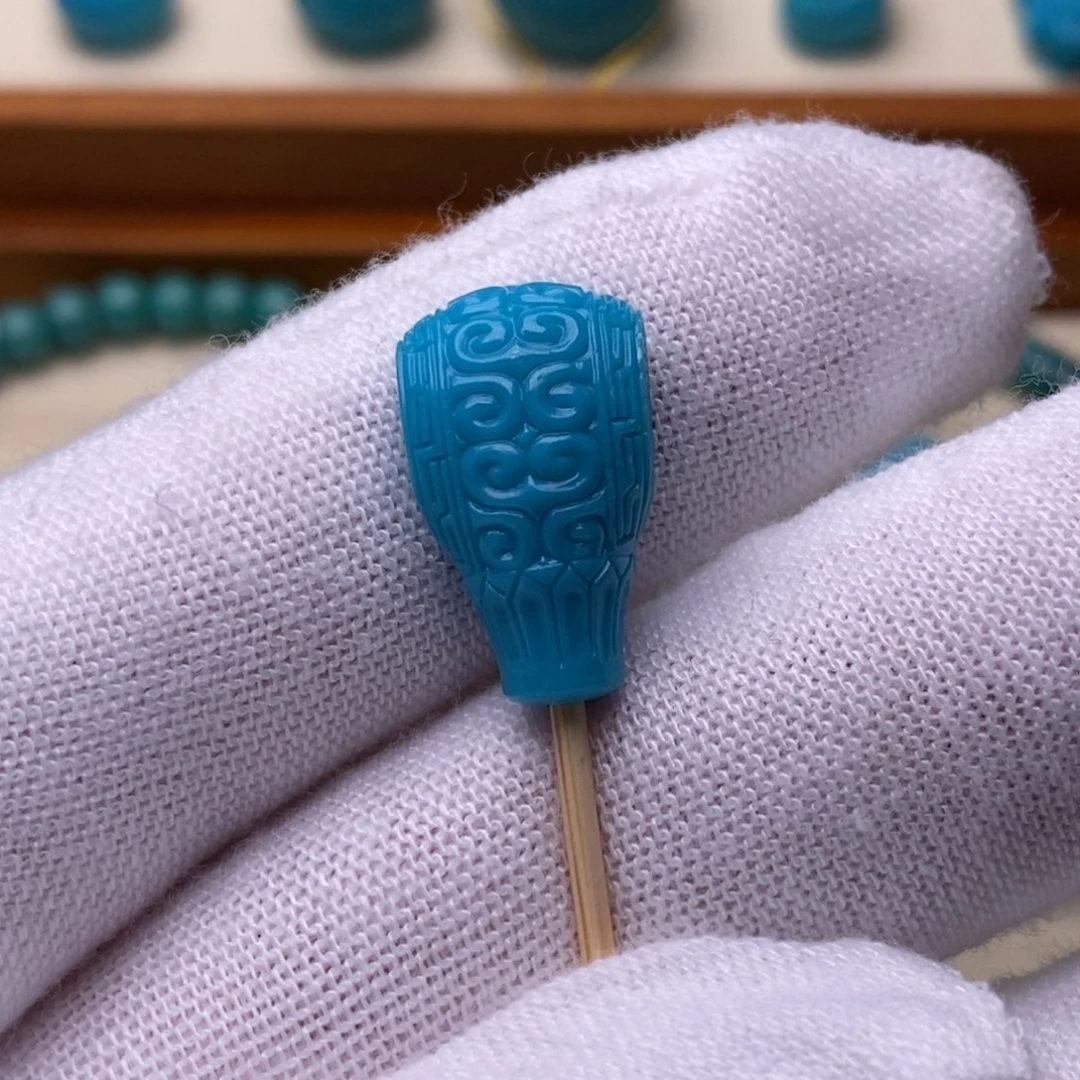 ****࿐绿松石未镶嵌绿松石回纹三通11.1