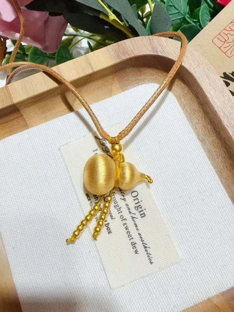 金嘉福足金999拉丝葫芦流苏黄金吊坠女