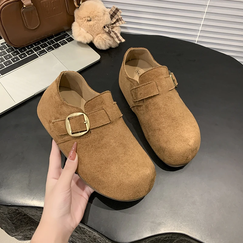 网红全包5CM厚底勃肯鞋女新款秋季外穿舒适软底时尚洋气百搭单鞋