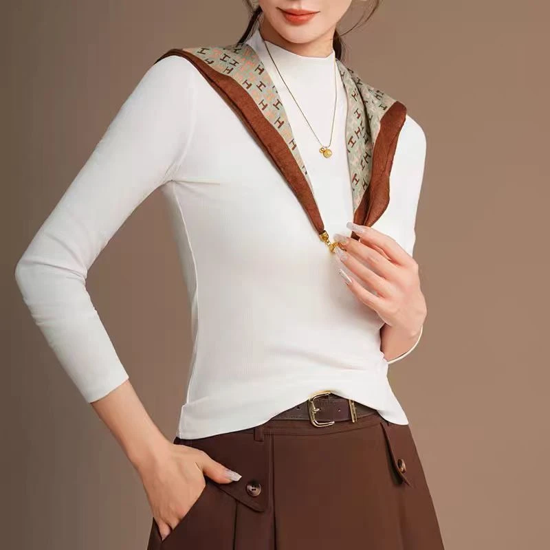 时尚百搭洋气长袖舒适面膜女士打底衫修身弹力春秋款弹力 6522#