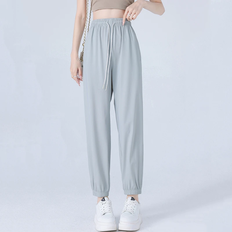 冰丝休闲束脚裤子女夏季薄款2025年新款时尚百搭女士速干运动裤