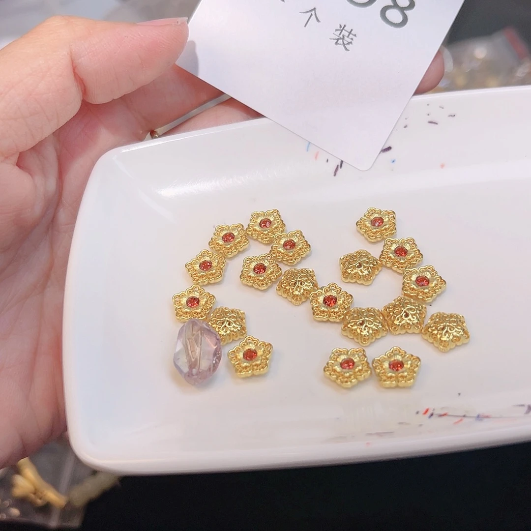 水晶珠宝半成品银S925镀金镶嵌198