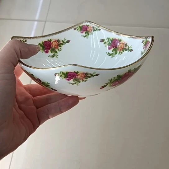 新疆西藏包邮6只装玫瑰手工拍金口径15.5厘米高5厘米四角碗