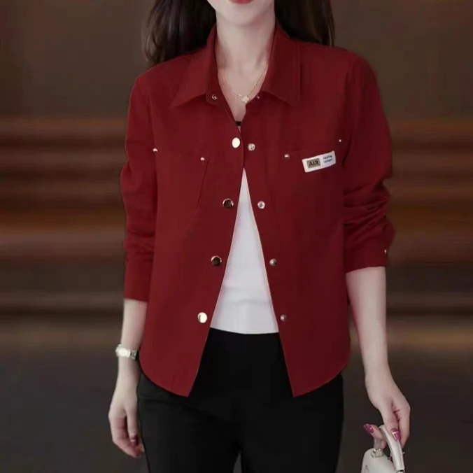 8801女短外套春秋长袖上衣春秋女士工装夹克秋季洋气修身外套