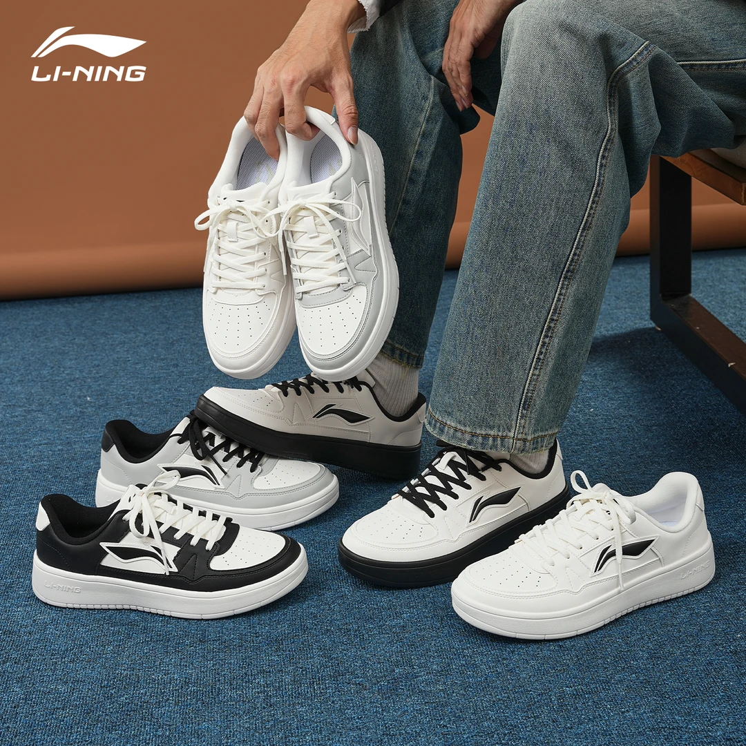 李宁月临板鞋男鞋秋冬新款时尚百搭低软底校园休闲男款运动鞋子