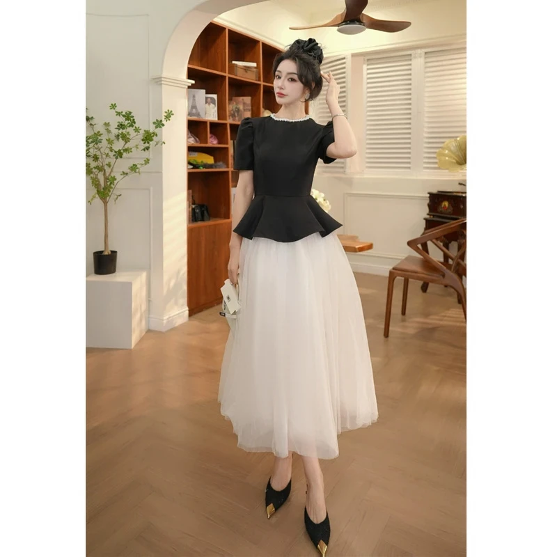 新款轻奢今年流行爆款高级感时尚连衣裙生日宴会气质蓬蓬裙D1667