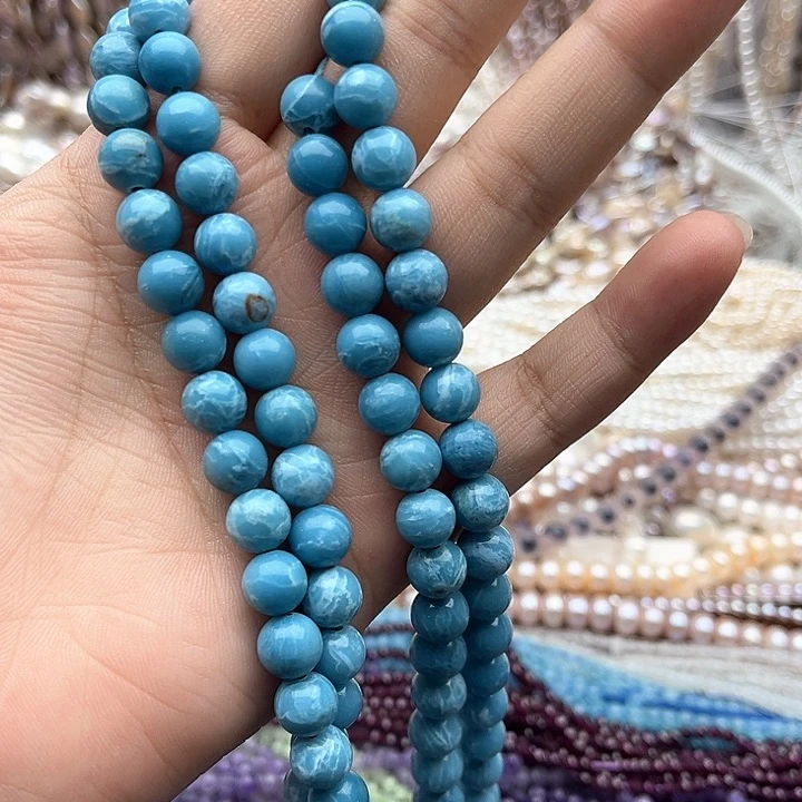 未镶嵌玛瑙/玉髓珠宝半成品一条8mm左右海纹石