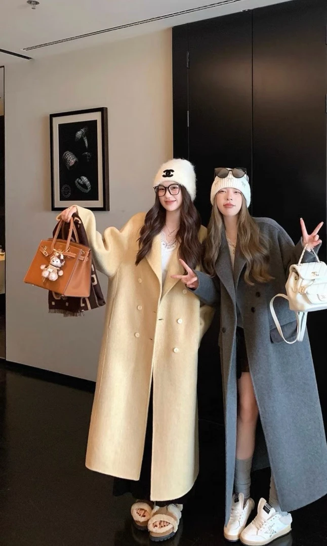 羊毛大衣孤品韩系简约长款长毛