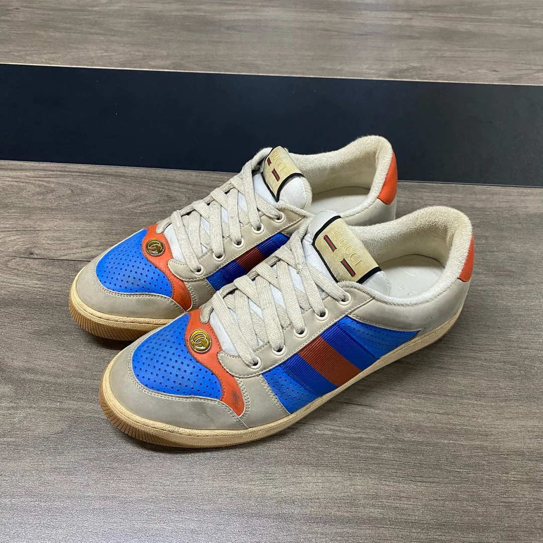 95新 GUCCI/古驰 Gucci脏脏鞋蓝橙 43.5码有盒 c0504
