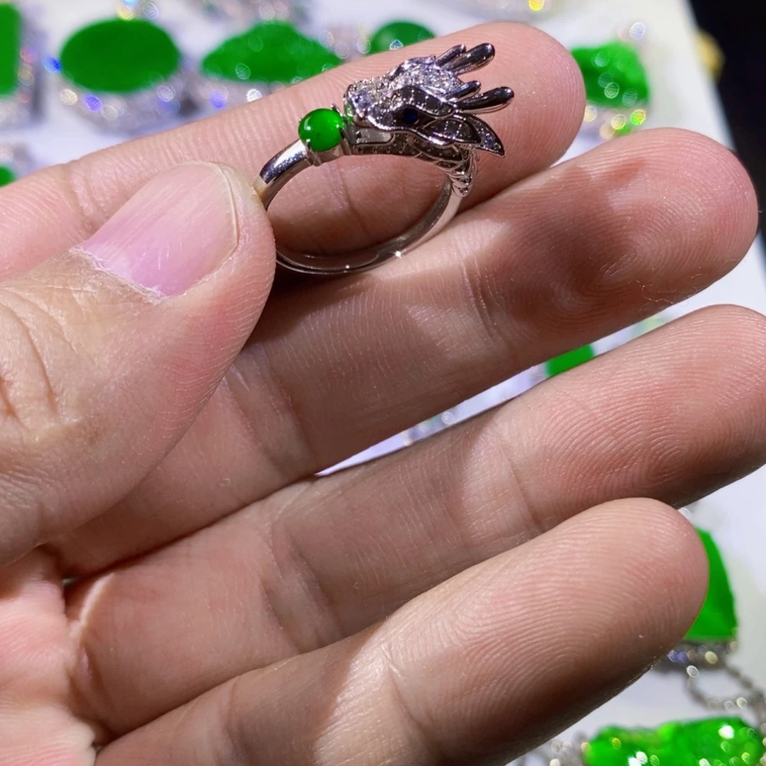 翡翠银S925镶嵌耳饰