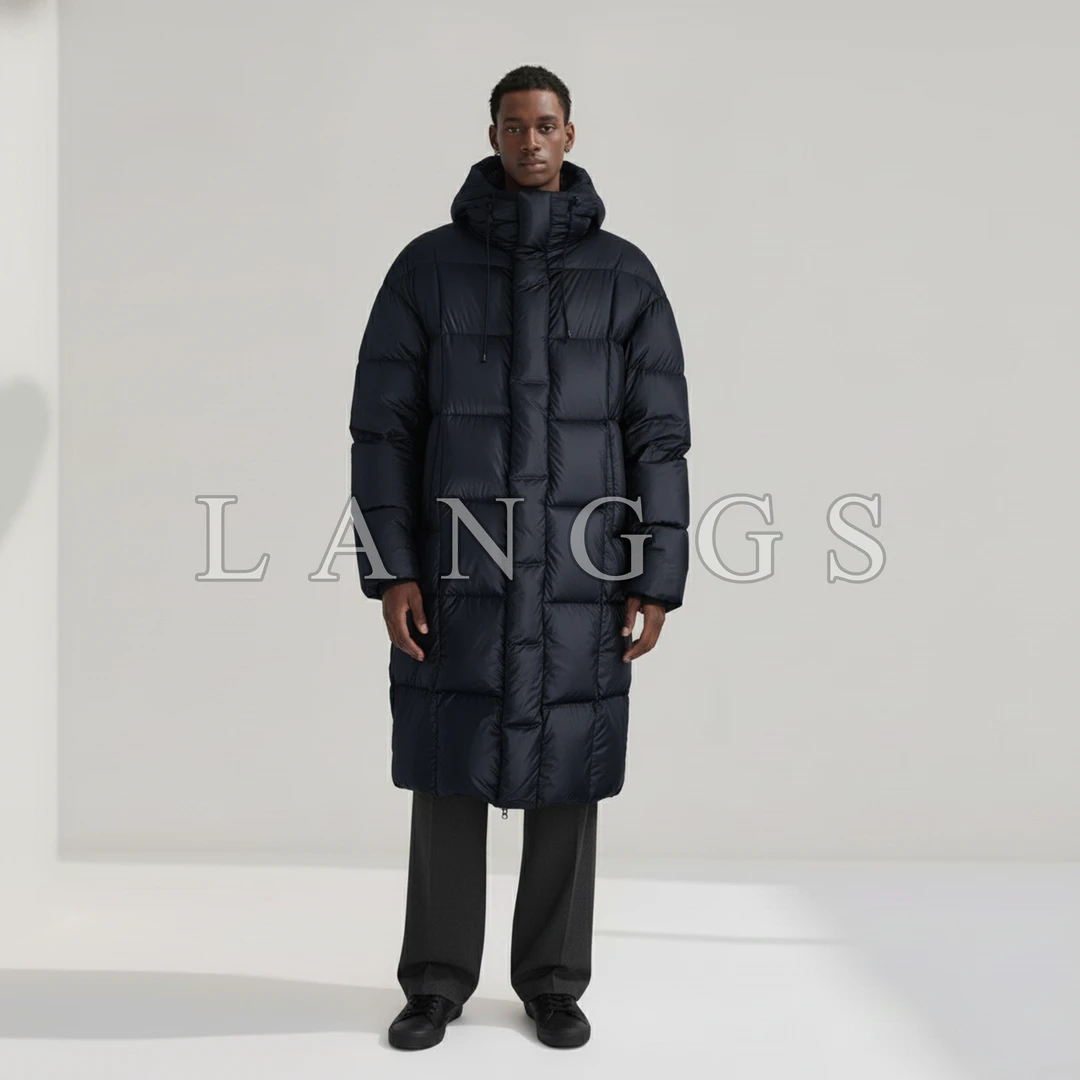 LANGGS&浪叔 25冬季黑武士石墨烯加厚长款连帽鹅绒服-85230