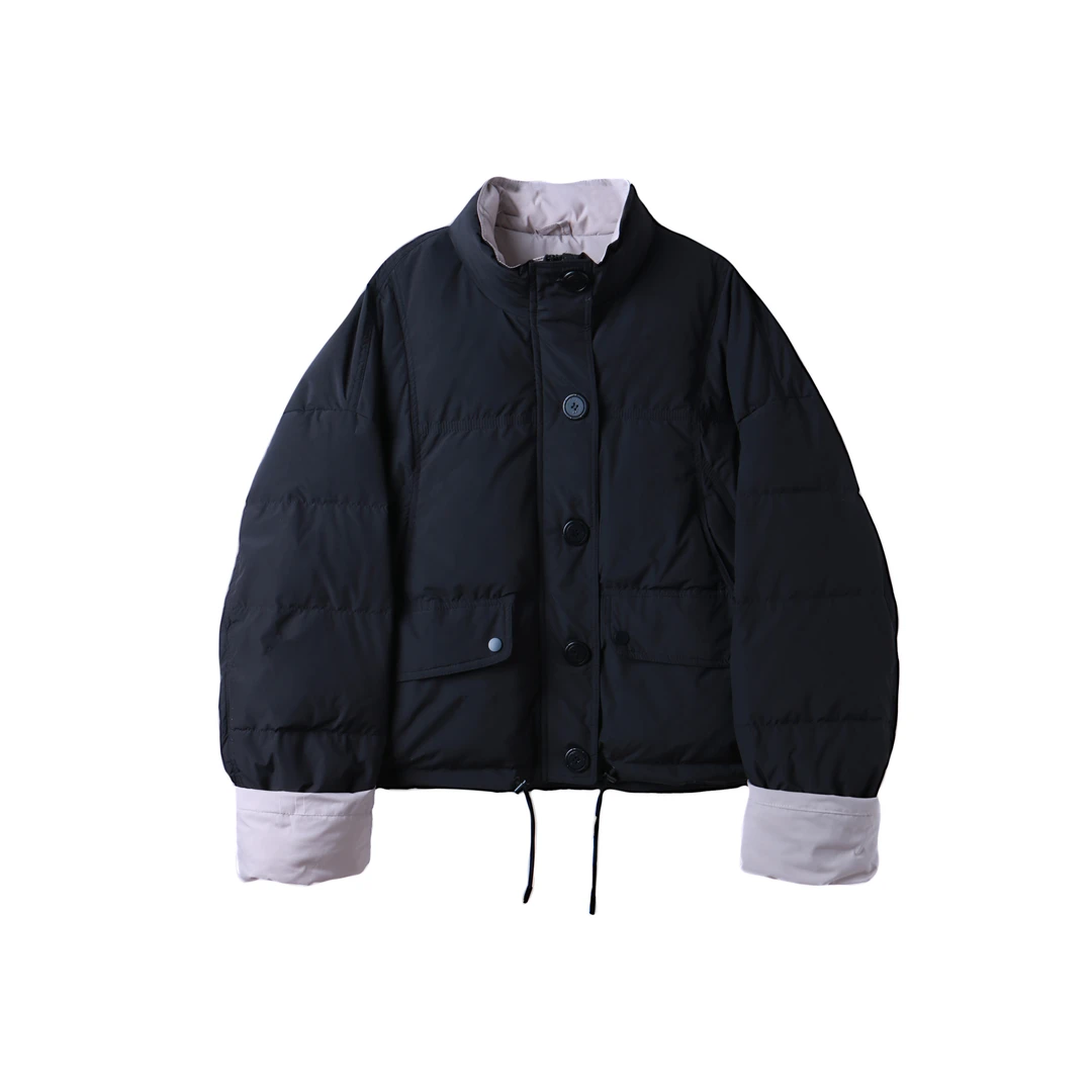 百搭冬季羽绒服短款小个子加厚拼接撞色抽绳外套SY139