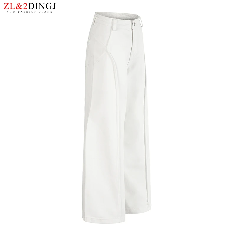 白色阔腿牛仔裤女高腰宽松时尚大牌2025春夏新款休闲垂感显瘦显高