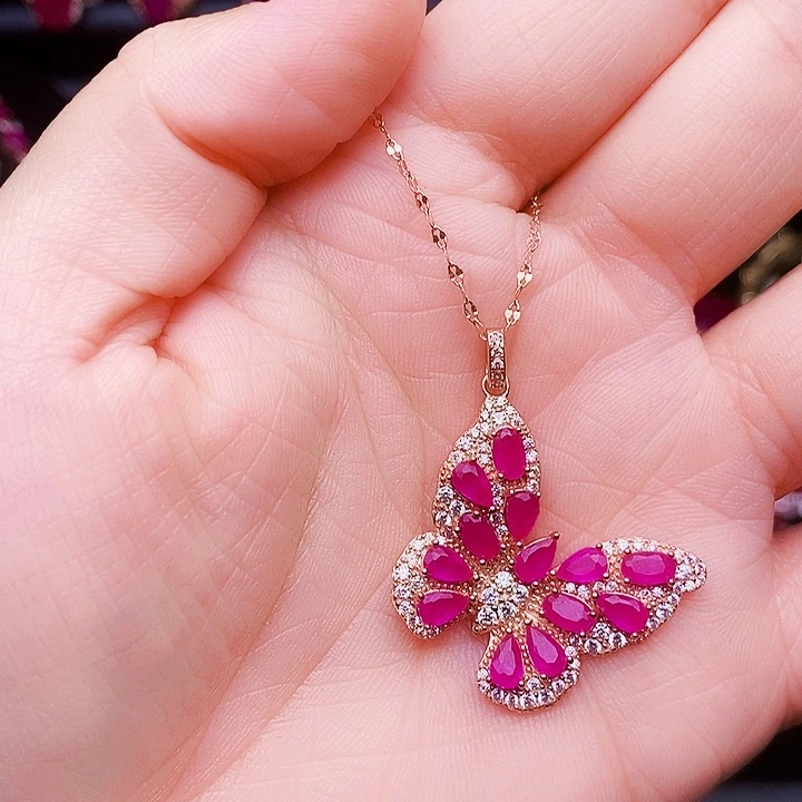 颈饰红宝石银S925镶嵌