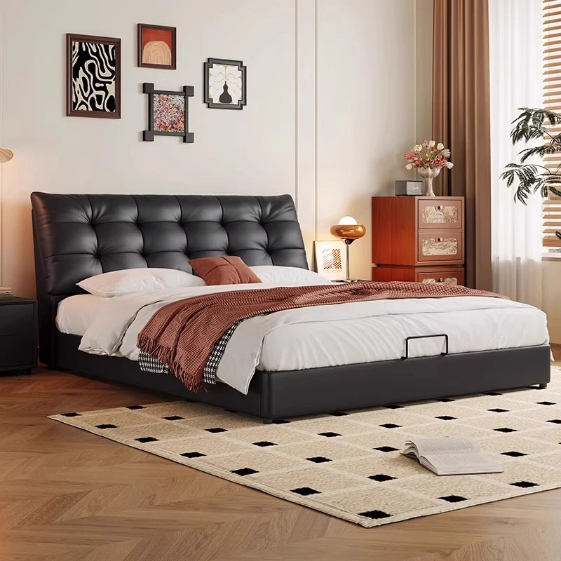 齐边劳伦斯云朵真皮床双人床主卧现代简约意式极简软包床