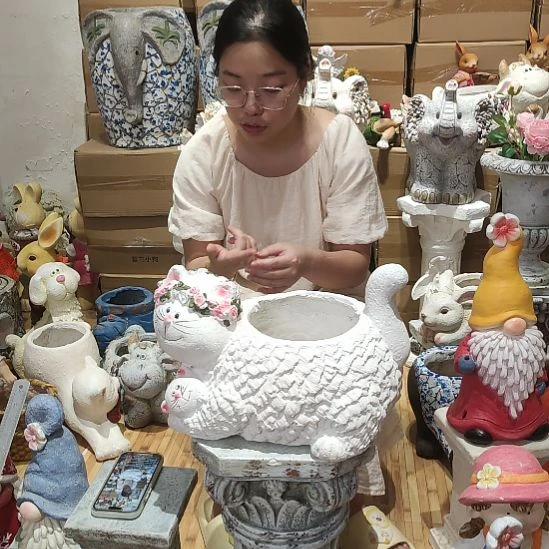 合成树脂氧化镁母子猫花盆