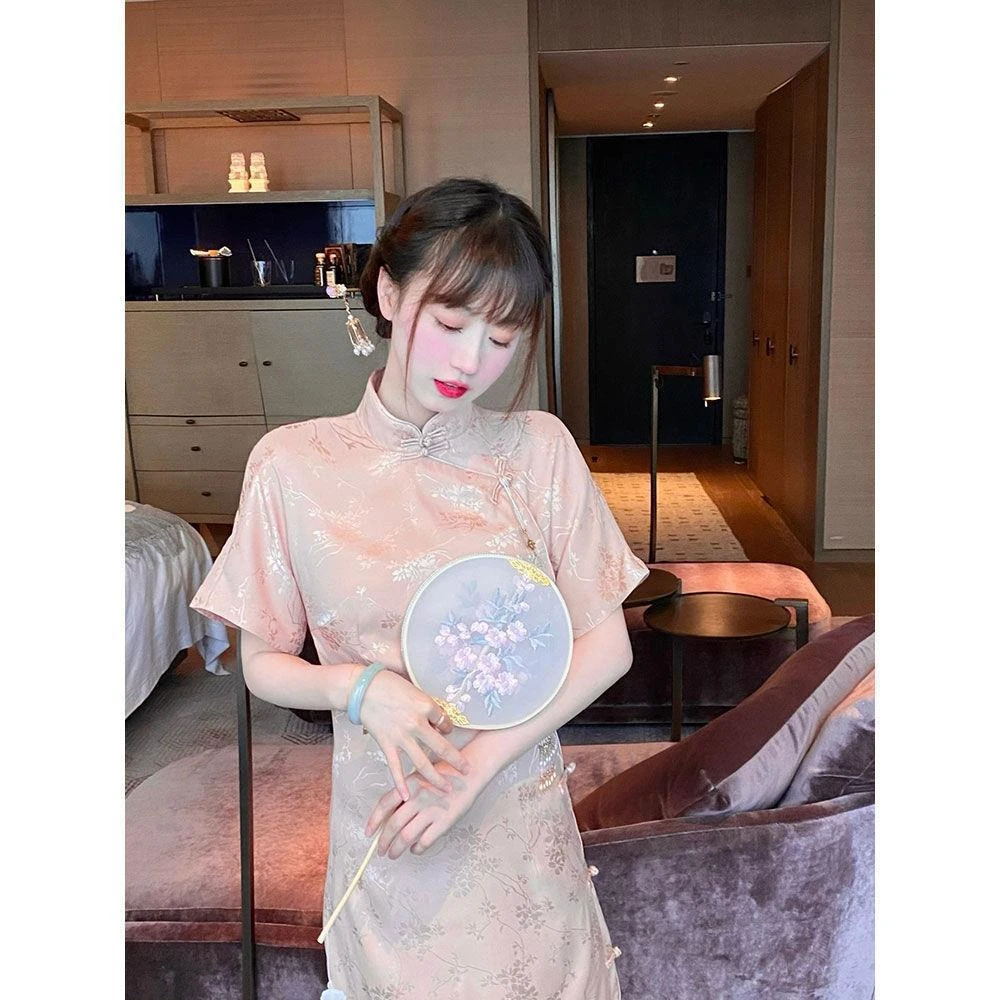 Apr.新中式改良旗袍女夏季新款名媛气质高端轻国风碎花连衣裙子