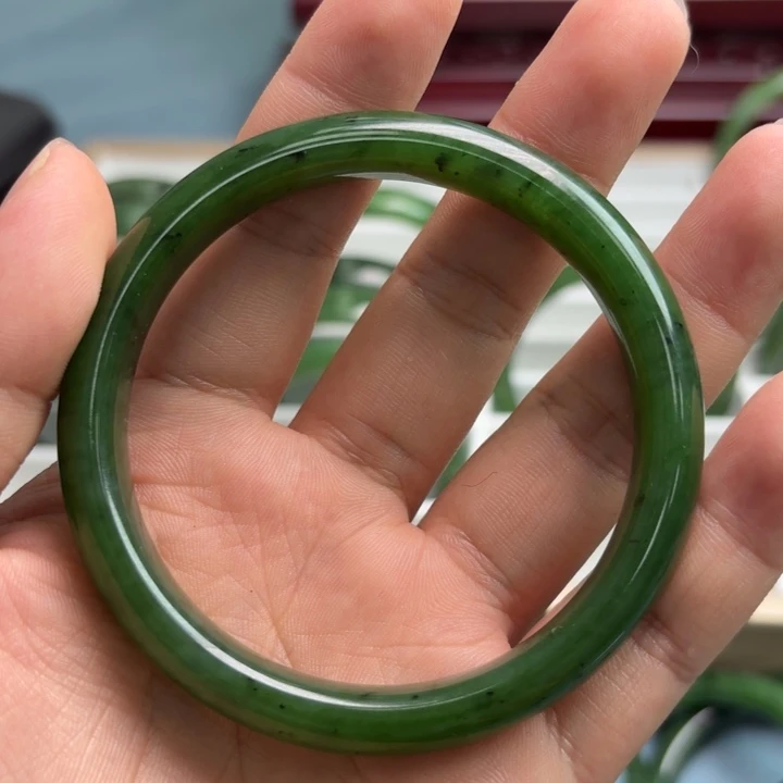 和田玉手镯未镶嵌和田玉碧玉手镯圈口61➕