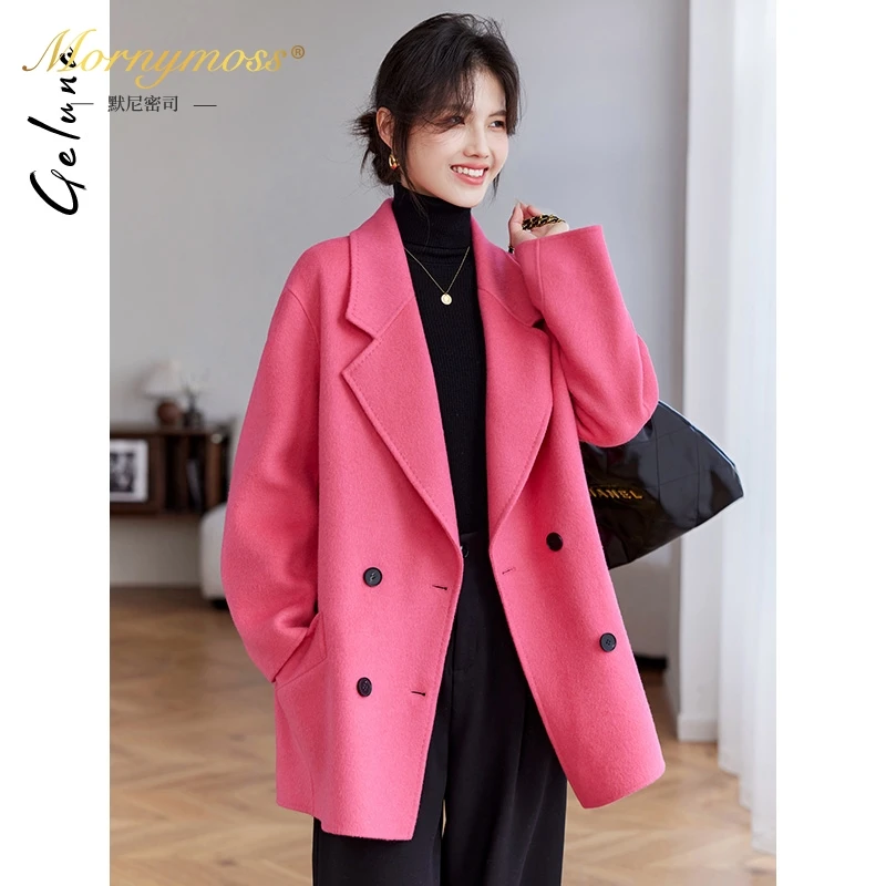默尼密司品牌小个子双面呢大衣女2025新款中长款毛呢外套含大衣西