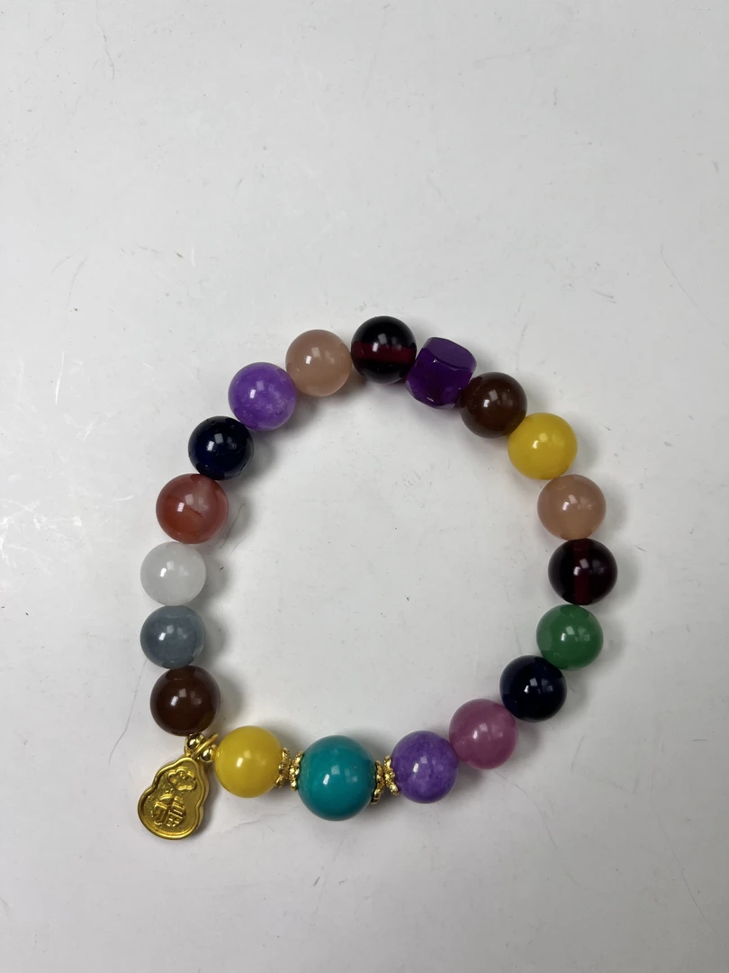 蜜蜡多宝手串民族风单圈新中式植物花卉拼色原创设计多色手工轻奢