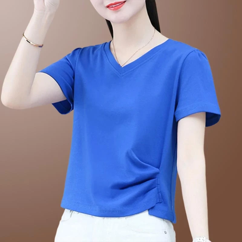 设计感大码显瘦T恤女2025年夏季新款小众遮肚子上衣透气拼接短袖