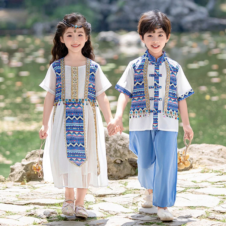 男女童西域风服装女孩连衣裙西双版纳少数民族傣族风情套装夏装潮