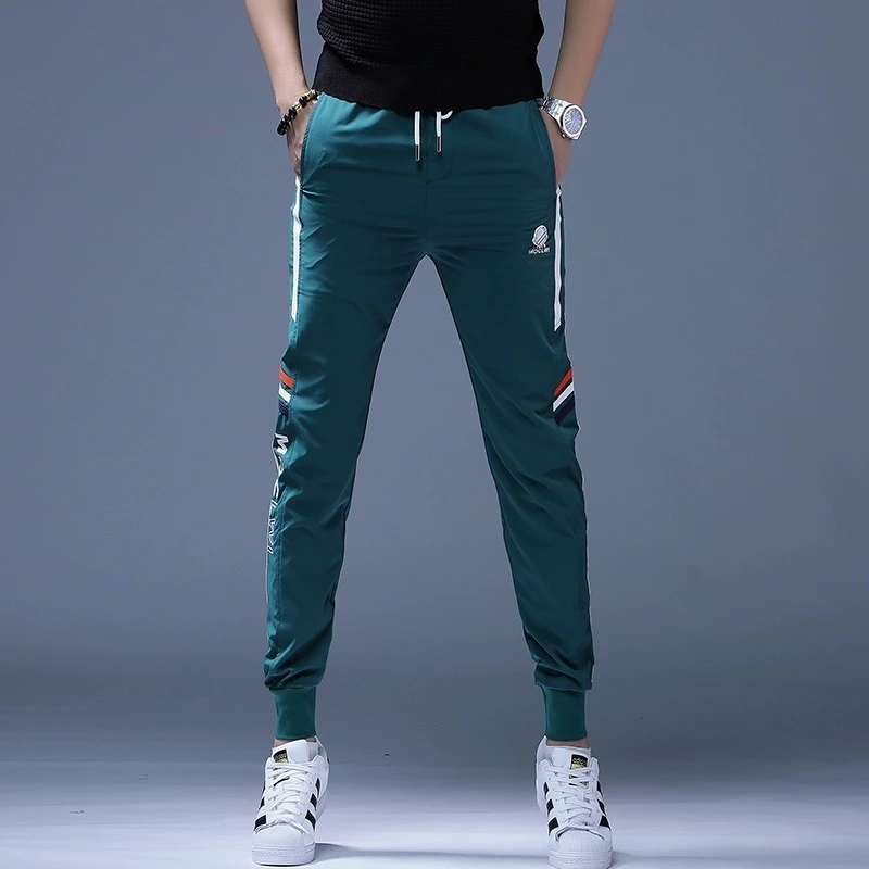 夏季冰丝裤子男男士休闲裤男裤卫裤新款修身运动裤高端男款九分裤