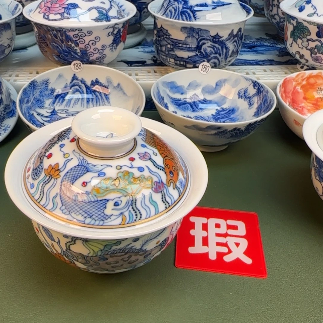 陶抖音闪购纯手工手绘140盖子坏