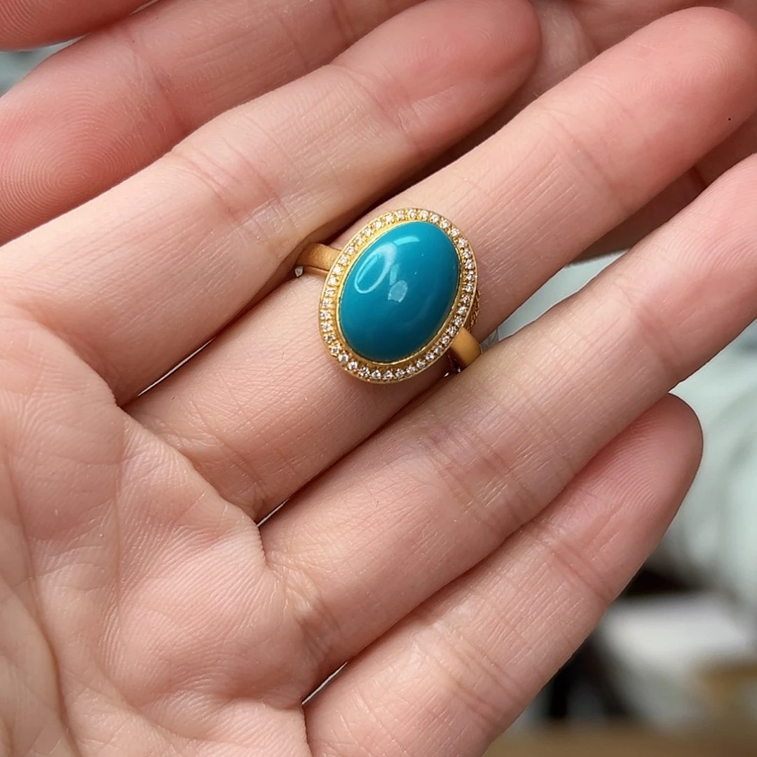 绿松石珠宝奇石18K金镶嵌阳*