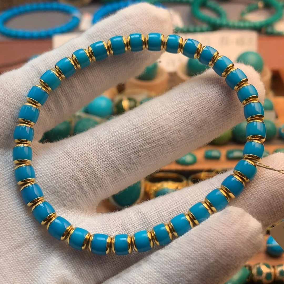 绿松石18K金镶嵌挂件5.5m