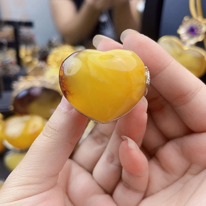 薰***草银S925镶嵌琥珀裸石