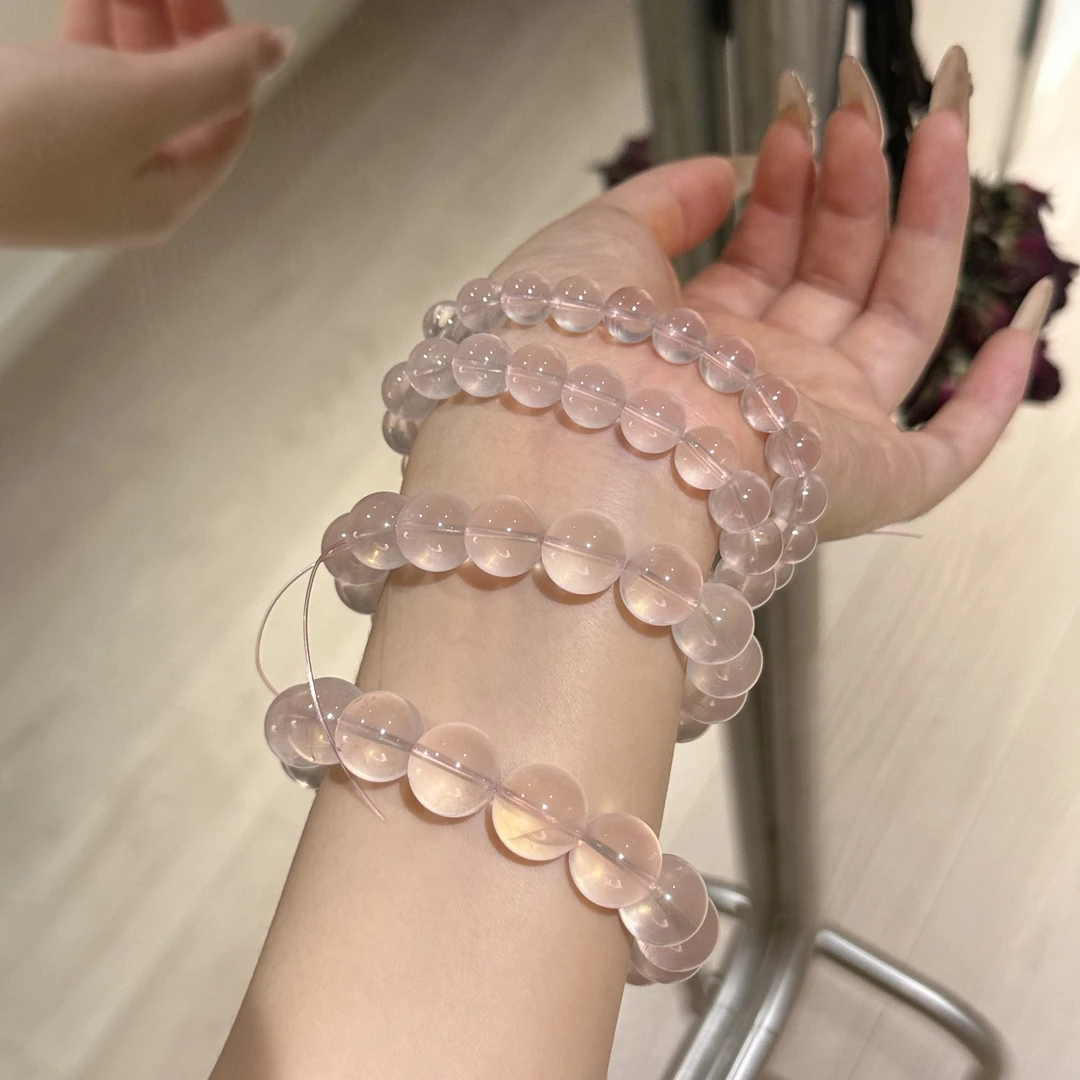 【村村有晶】天然高品质莫桑比克粉水晶手串带六芒星多样性发一