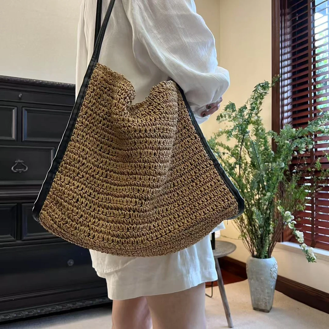 洋气小众时尚韩版百搭休闲编织包包托特包草编包夏季肩包沙滩包女