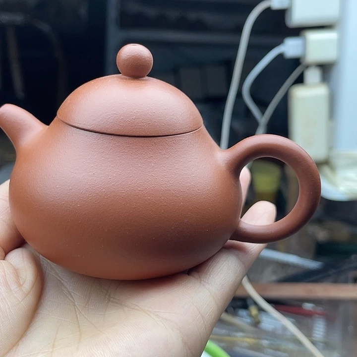 茶壶紫砂赵庄朱泥精半手玉乳120 c c