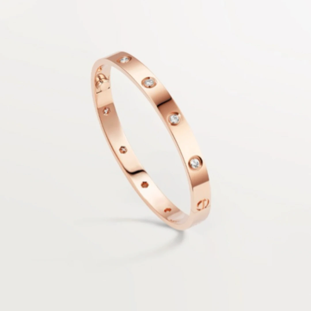 99新 Cartier/卡地亚 23年全套/玫瑰金宽版10钻手镯五代/16码